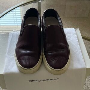 Women By Common Projects Burgundy Slip On Sneakers Size 6